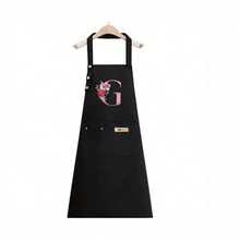 1PC Alphabet Series Black Base With Colorful Letters And Holographic Flower Pattern Cute Heart Print Apron, Perfect For Parties And Weddings, Made Of Peach Skin Fabric, Suitable For Kitchen, And Home Use – Unique Initial Letter Meaning Style. - Multicolor - View 20