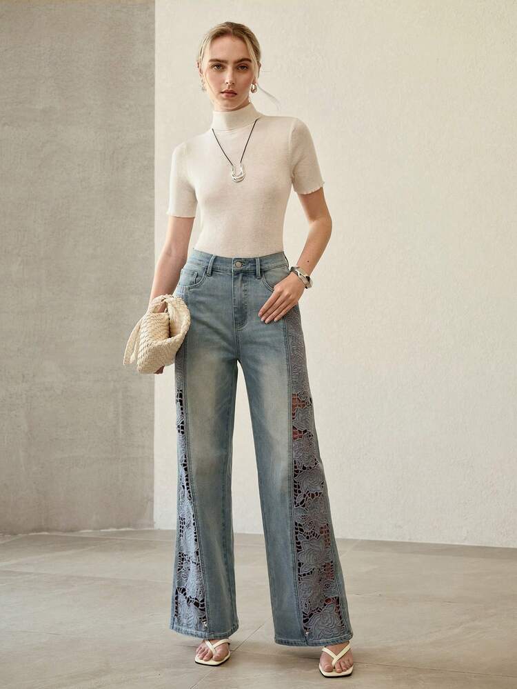 WOMEN'S CASUAL EVERYDAY COMMUTE SIMPLE SOLID COLOR HIGH NECK LETTUCE TRIM SLIM FIT KNIT TOP, AUTUMN/WINTER