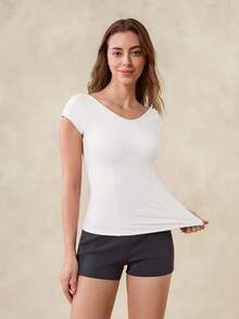 OutZeal Women Sports Tee White Daily Casual Cool Touch V Neck Tight-Fit Top - White - View 8