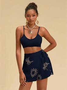 Travachic Váy quần ngắn thêu họa tiết mùa hè cho nữ, quần culottes ngắn dáng rộng thêu họa tiết buộc dây kiểu dáng thường ngày cho nữ mùa hè, bộ đồ đi nghỉ mát thường ngày cho nữ, kỳ nghỉ hè, kỳ nghỉ xuân, tiệc tùng, bãi biển, mùa xuân, ngày lễ tình nhân, quà Valentine cho nữ, trang phục lễ hội, thanh lịch, lễ hội, từ xuân sang hè, tiệc tùng, quần ngắn kiểu Mexico - Màu xanh hải quân - Xem 4