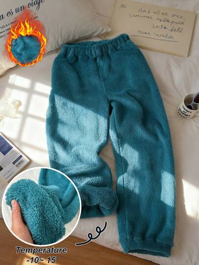 Franclia 休闲简约棉质抓绒直筒运动裤