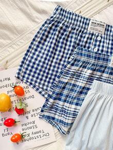 Dream Adore 3件套女士亲肤格子宽松睡裤套装，居家穿着舒适 - 彩色 - 查看 7