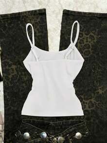 SHEIN Camisola feminina casual e versátil com estampa de letras e galhos. - Multicolorido - Ver 2