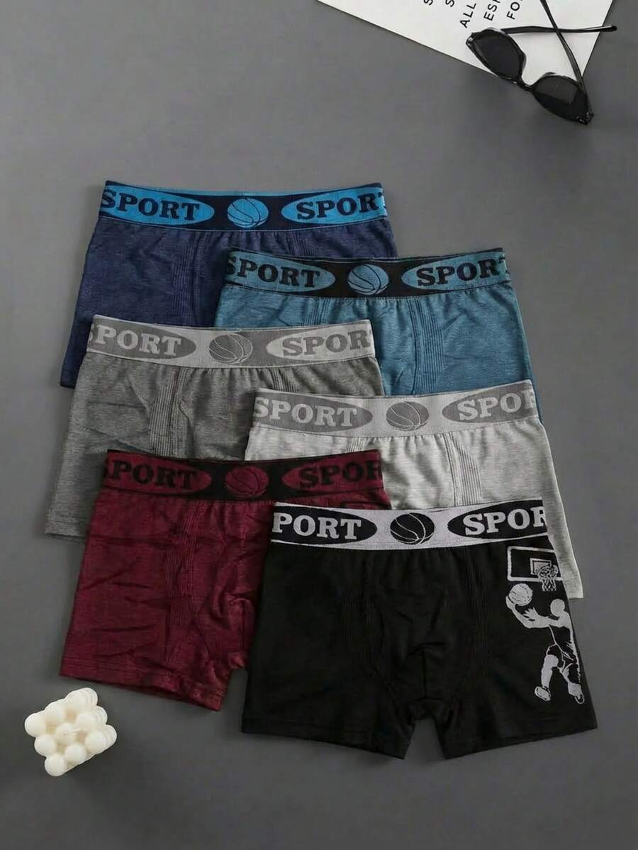Men's Sports Style Print Basketball Elastic Fabric Fit Tight Fit All Season Use Daily Boxer - 彩色 - 查看 1