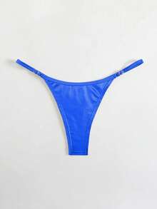 SHEIN Swim 女士纯色简约日常泳裤 - 寶藍色 - 查看 4