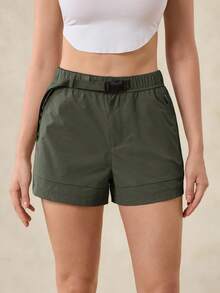 OutZeal Pantalones cortos para mujer para exteriores, de verano, de uso diario y casual, resistentes al agua, de corte slim, con cinturón ajustable y bolsillo de carga - Verde militar - Ver 9
