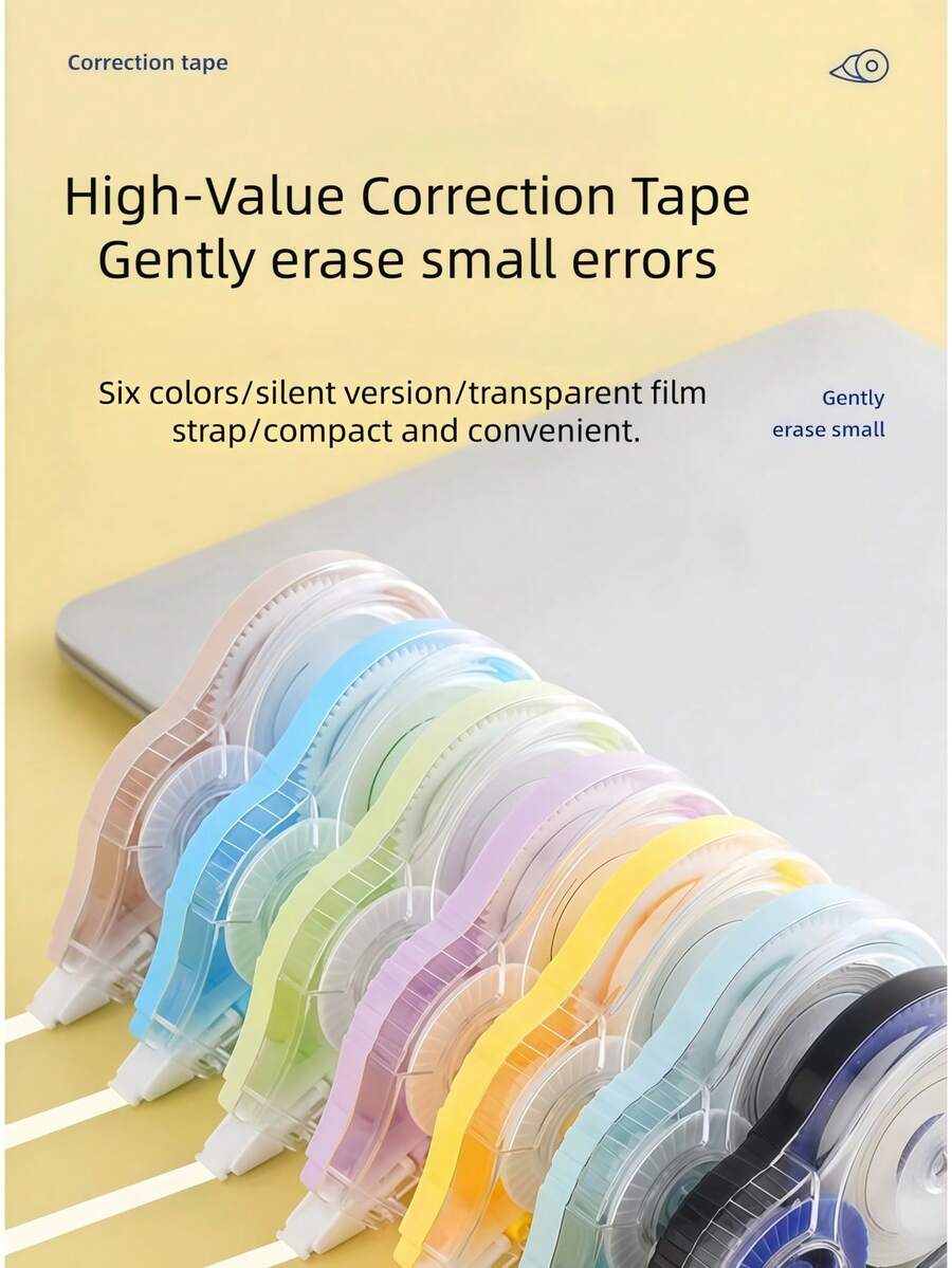 Random 1pc/3pcs/6pcs Correction Tape, 72 Meters In Capacity, Large-Capacity Correction Tape Set. Correction Tape, Correction Stick, Correction Pen, Correction Tool, Correction Stationery, Eraser, Doing Homework, Correction Supplies, Writing Correction, Correction Fluid. - Multicolor - View 1