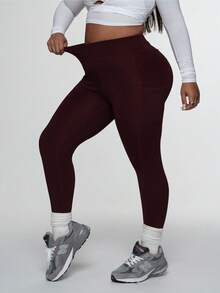 Velisys Plus Size High Waist Compression Leggings With Pockets, Reflective Dots, Butt Lifting