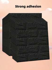20 件 2.7 平方米黑色 3D 泡沫砖图案墙贴，覆盖力强，防水、防潮、防撞。非常适合客厅和卧室水泥墙面翻新