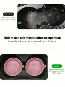 4/1 汽车杯垫，闪亮杯架嵌式杯垫，通用汽车防滑杯架镶嵌装饰硅胶杯垫，汽车内饰垫，8厘米/3.1英寸柔软水晶水钻橡胶垫套装，圆形汽车饮料杯垫，汽车内饰配件 - 彩色 - 查看 5