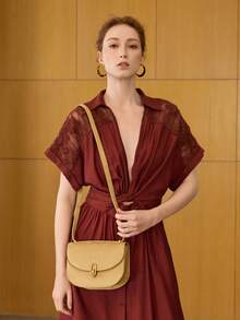 MOTF PREMIUM WOMEN'S COMMUTE SIMPLE FASHION FLAP BAG - Apricot - View 7