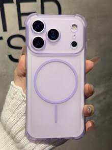 1pc Four-Corner Anti-Drop SKin-Feel Matte Clear Magnetic Case Compatible With 17 Air 16 15 14 13 Pro Max Plus Soft TPU Back Cover Wireless Charge - Purple - View 4