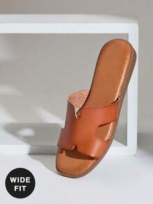 SHUZIA 女士宽楦舒适日常夏季度假休闲平底凉鞋 - 棕色 - 查看 3