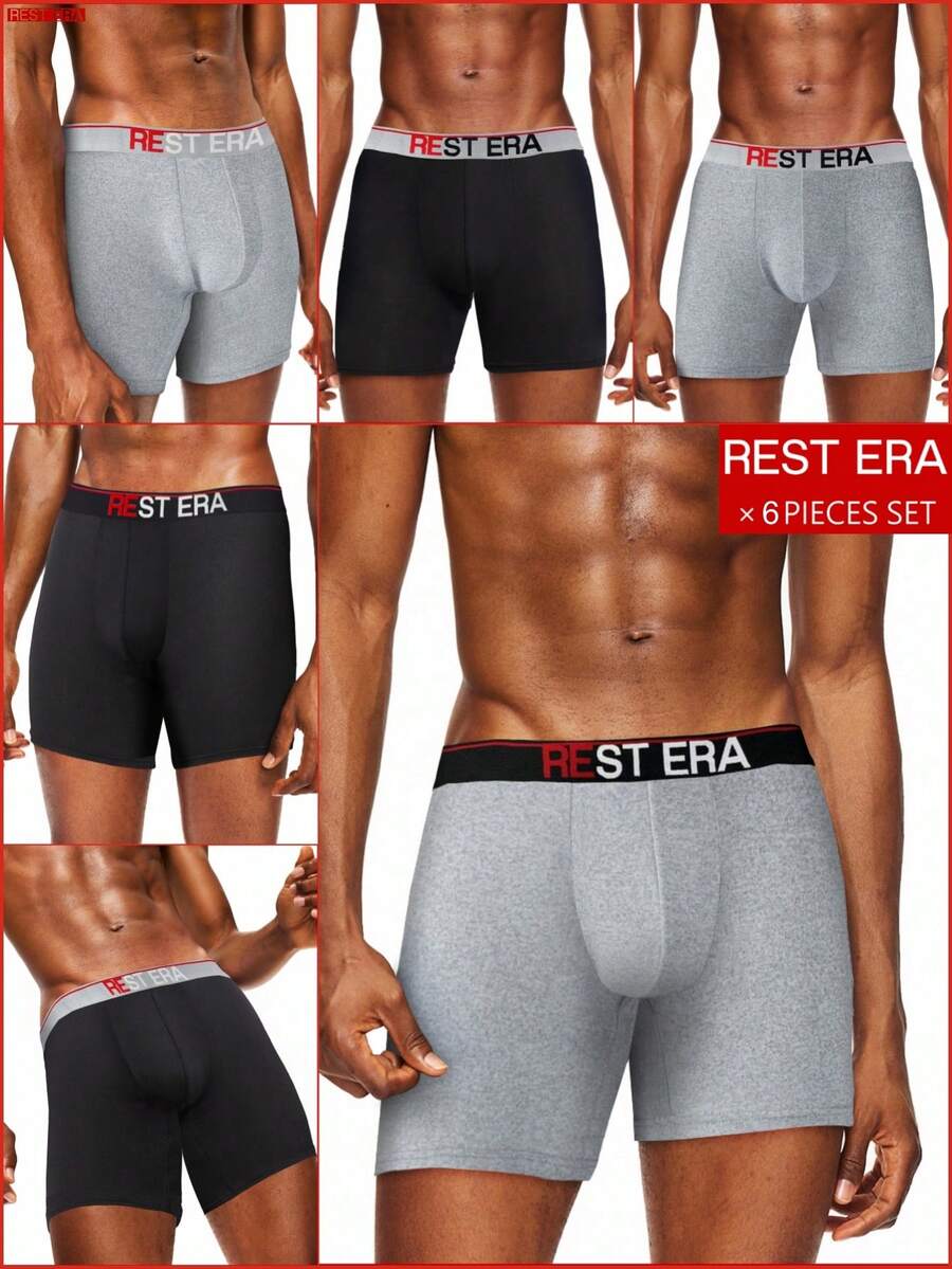 Bộ 6 quần lót boxer nam in chữ. - Nhiều màu - Xem 1