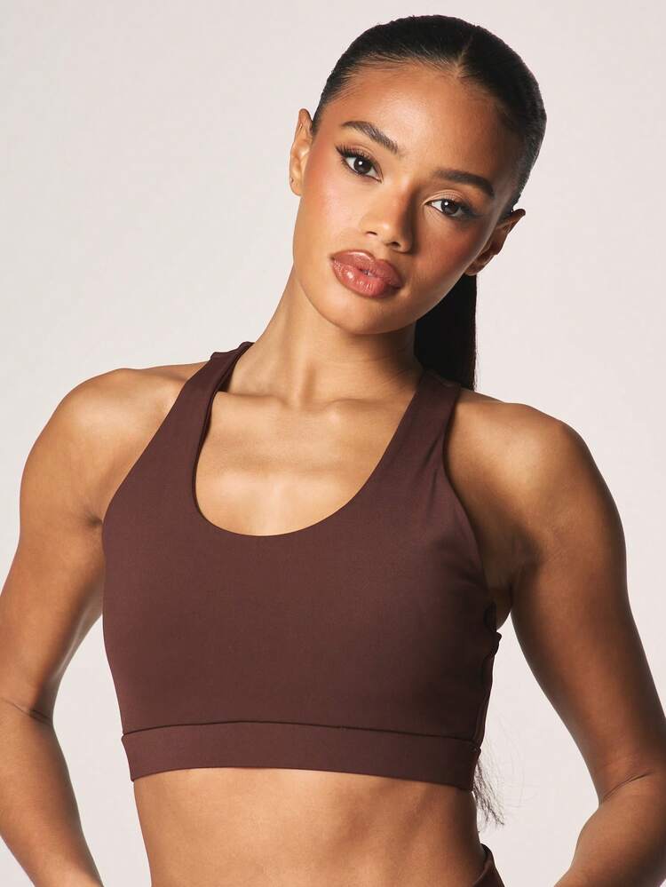 MISSGUIDED Racerback Sports Bra With Medium Support And Scoop Neckline For Active Training And Gym Workouts