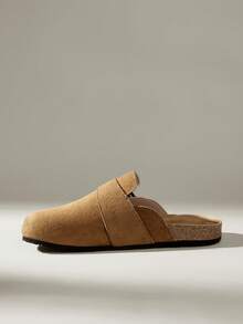 Solecia 女士新款平底套脚鞋，半包头穆勒鞋，采用绒面革材质，适合外出、购物、通勤和休闲穿着。 - 鏽棕色 - 查看 3