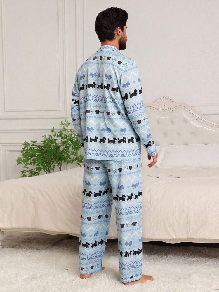 Men's Floral Print Shirt And Loungewear Set, Spring/Summer