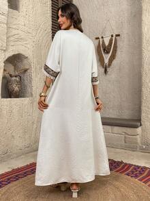 EMERY ROSE Đầm nữ kiểu dáng thường ngày, dệt kim, có dây đeo và tua rua, thích hợp cho kỳ nghỉ. - Màu be - Xem 2