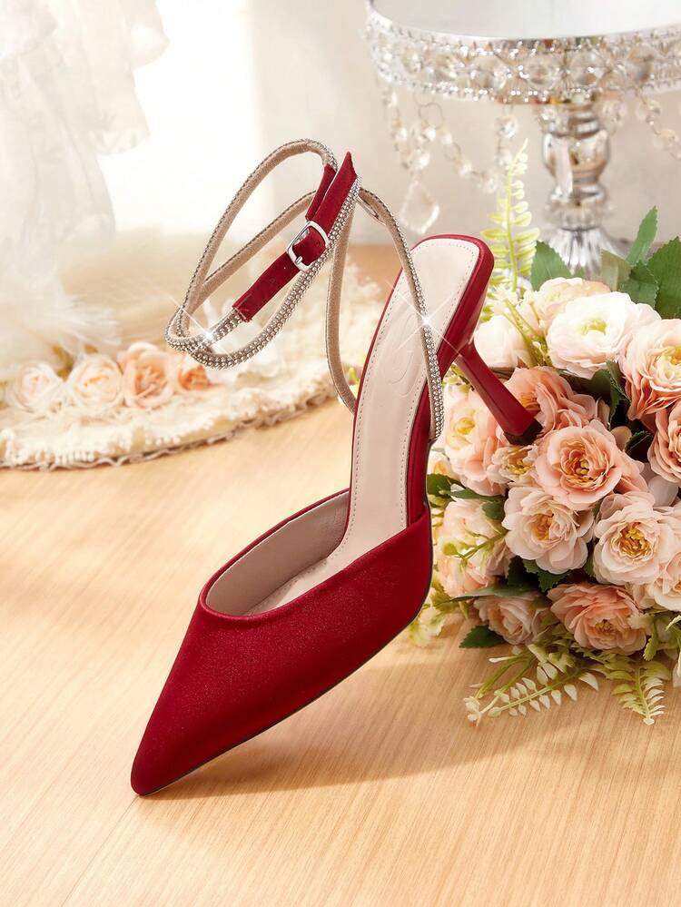 CUCCOO HITCHD Women's Elegant Pointed Toe High Heel Sandals With Rhinestone Decoration, Summer For Christmas
