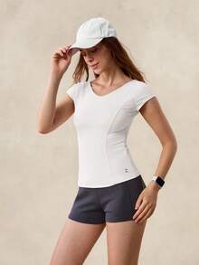 OutZeal Women Sports Tee White Daily Casual Cool Touch V Neck Tight-Fit Top - White - View 6