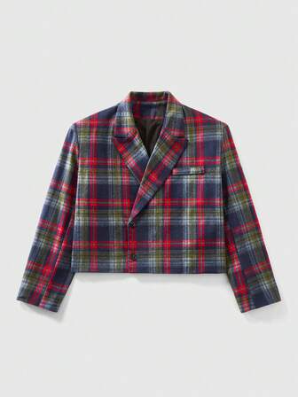 Grunge Punk Giacca casual a quadri da uomo per Natale, autunno/inverno