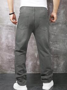 Manfinity Homme Quần ống đứng nam thời trang thường ngày đính đá, có túi. - Màu Xám nhạt - Xem 2