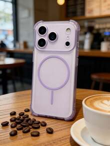 1pc Four-Corner Anti-Drop SKin-Feel Matte Clear Magnetic Case Compatible With 17 Air 16 15 14 13 Pro Max Plus Soft TPU Back Cover Wireless Charge - Purple - View 3