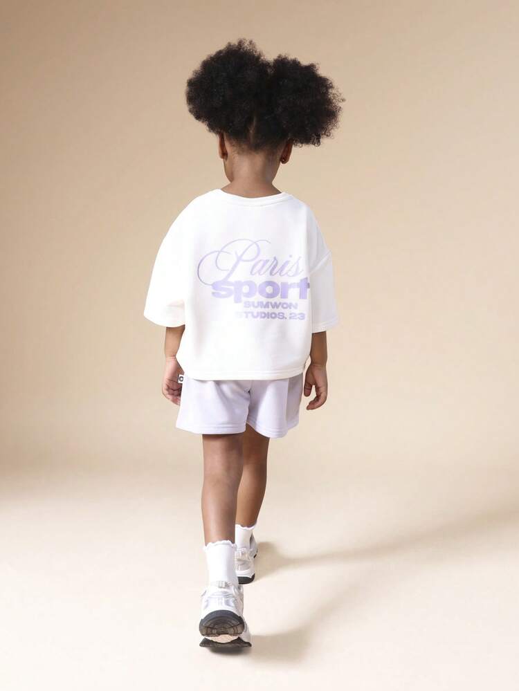 Graphic Crew Neck Tee And Shorts Set