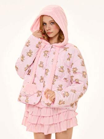 Kawaii Cute Bear All-Over Print Padded Coat