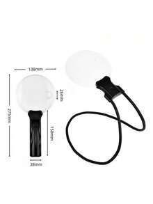 5倍放大镜，镜片直径5.43英寸，免手持阅读放大镜，可调节放大镜带支架，可佩戴于颈间，适合老年人和低视力人士在缝纫、手工、十字绣、检查和维修时使用。 - 黑色 - 查看 9