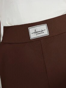 Mulvari Quần legging dài nữ in chữ, kiểu dáng thường ngày, đa năng. - màu nâu - Xem 6