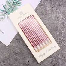 6Pcs/Boxed Birthday Cake Candle Party Candle Long Rod Golden Thread Pencil Candle Slender Candle Baking Candle - Multicolor - View 5