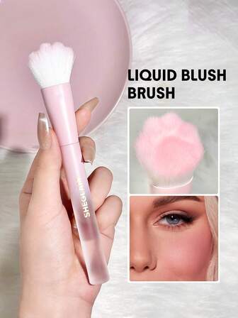 فرشاة أحمر الخدود السائلة من Color Bloom، فرشاة أحمر الخدود الاصطناعية Kitty Paw Deaign، فرشاة مكياج ناعمة احترافية، أداة مزج المكياج السائل علامة تجارية جمال مكياج مستحضرات تجميل للنساء الفتيات مثالي لفصل الشتاء مثالي ل- Y2K أزياء أنيقة هدية حفلة جاهز أفضل لون