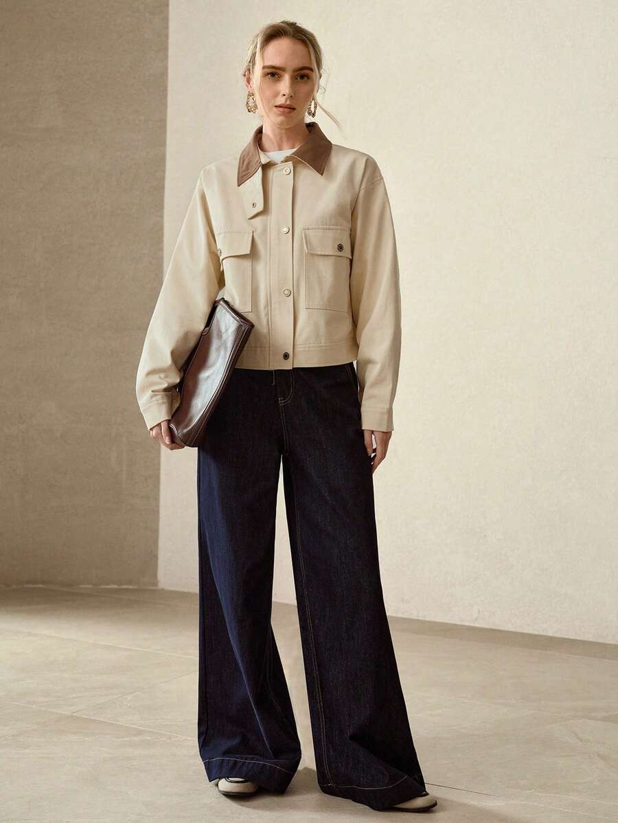 MOTF PREMIUM WOMEN'S 2026 EARLY SPRING COLLAR ZIP-UP JACKET - Apricot - View 1