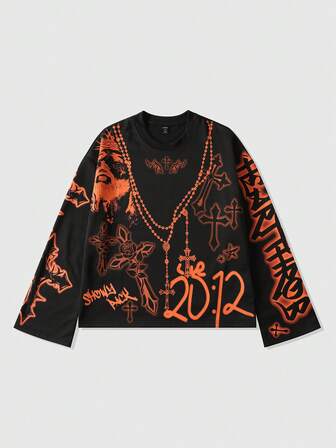 Street Life Sudadera con capucha de manga larga y corte holgado para hombre