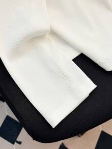 Franclia Fashionable French-Style Round Neck Scarf Tie-Neck Knit Cardigan, New Spring And Autumn Style, Soft White Ribbed Cardigan, Women's Coat Top, White Top, Elegant Women's Outfit, Summer Holiday Outfit, Women's Vacation Outfit. Bow Clothes Sailor Outfit Women Bows On Clothes Preppy Tops Preppy Clothes In Women - Beige - View 4