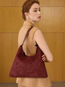 MOTF PREMIUM Túi đeo vai nữ, thời trang, thanh lịch, đơn giản, cá tính, cổ điển, phù hợp cho đi làm, văn phòng, hẹn hò, sinh hoạt hàng ngày, mua sắm, trà chiều. - Màu Đỏ Sâu - Xem 5