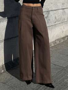 DAZY Women's Casual Washed Flared Leg Jeans - Coffee Brown - View 9