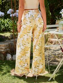 KARISMINA Women's Loose Floral Print Wide Leg Pants, Spring/Summer - Multicolor - View 2