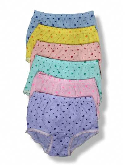 pantaleta calzón 4 piezas para niña estampado de corazones, varios colore, talla 0 a 12, 100% algodón     SET 4 pantaletas calzones niña algodón estampado corazones ropa interior talla 2 a 12, 100% algodón ( pantaleta, niña, estampada)