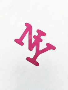 Resyla 女款休閒運動T恤－粉色與白色拼接設計搭配紐約印花，輕量夏季上衣，適合日常穿著與上學 - 彩色 - 查看 5