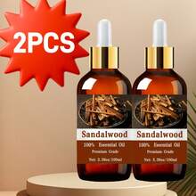 1/2pcs 100ml 100% Pure Natural Sandalwood Essential Oil - Long-Lasting Moisturizing And Soothing Fragrance, Suitable For Hair, Skin, Massage, Diffusers, And Humidifiers - Hypoallergenic, Suitable For All Skin Types, Unisex, Alcohol-Free, High Quality, Durable Packaging. - Sandalwood - View 4