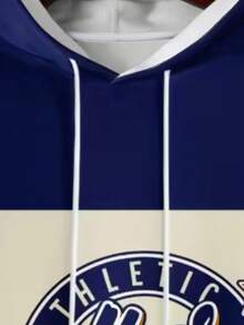 Manfinity Dauomo 男士休闲印花套头卫衣，时尚字母数字设计，适合秋季外出、冬季穿着和街头服饰。