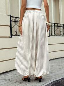 Siren Gaze Women's Line Print Casual Pants - Apricot - View 6