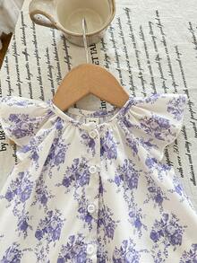 LMoss Kids 2件套女婴花卉刺绣短袖上衣和绿色短裤套装，夏季 - 彩色 - 查看 6