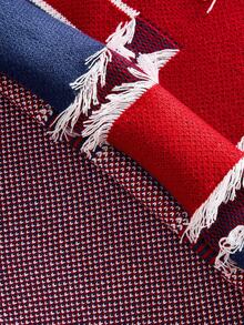 ROMWE MEN Men's Distressed Flag Print Crew Neck Knit Sweater - Blue - View 5