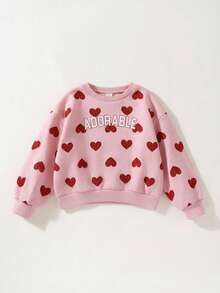 Maija Kids 粉色女童印花宽松圆领休闲卫衣 - 粉色 - 查看 7