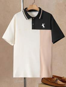 Vacaura Camisa polo de manga corta con bloques de color casual para adolescentes, verano - Multicolor - Ver 5