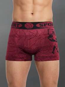 Men's Sports Style Print Basketball Elastic Fabric Fit Tight Fit All Season Use Daily Boxer - 彩色 - 查看 3