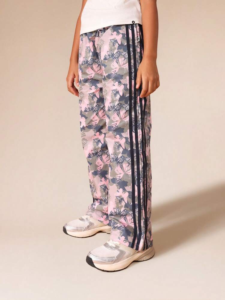 Camo Butterfly Print Wide Leg Track Pants